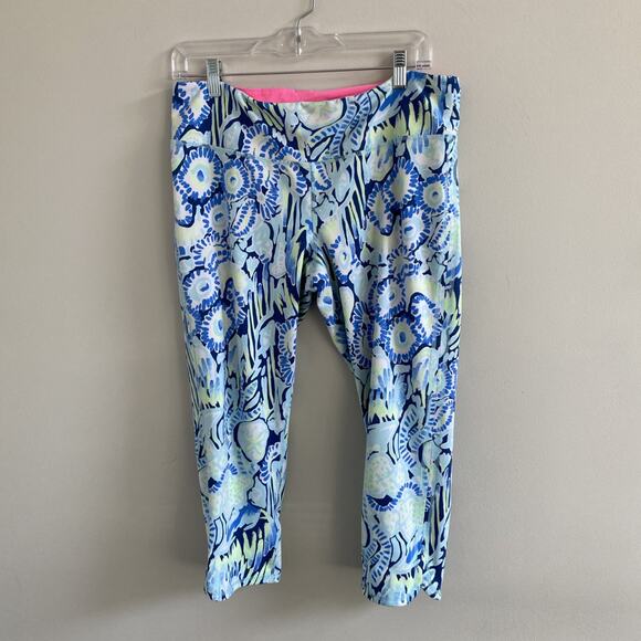 Lilly Pulitzer LUXLETICS XL Weekender capri Leggings Blue Indigo Sunset Workout - Picture 1 of 6